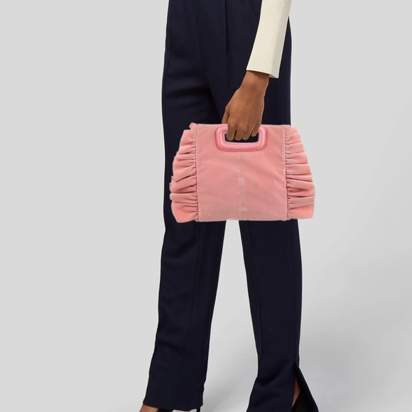 Maje Scarlet Red Ruffle Handbag - Picture 10 of 11